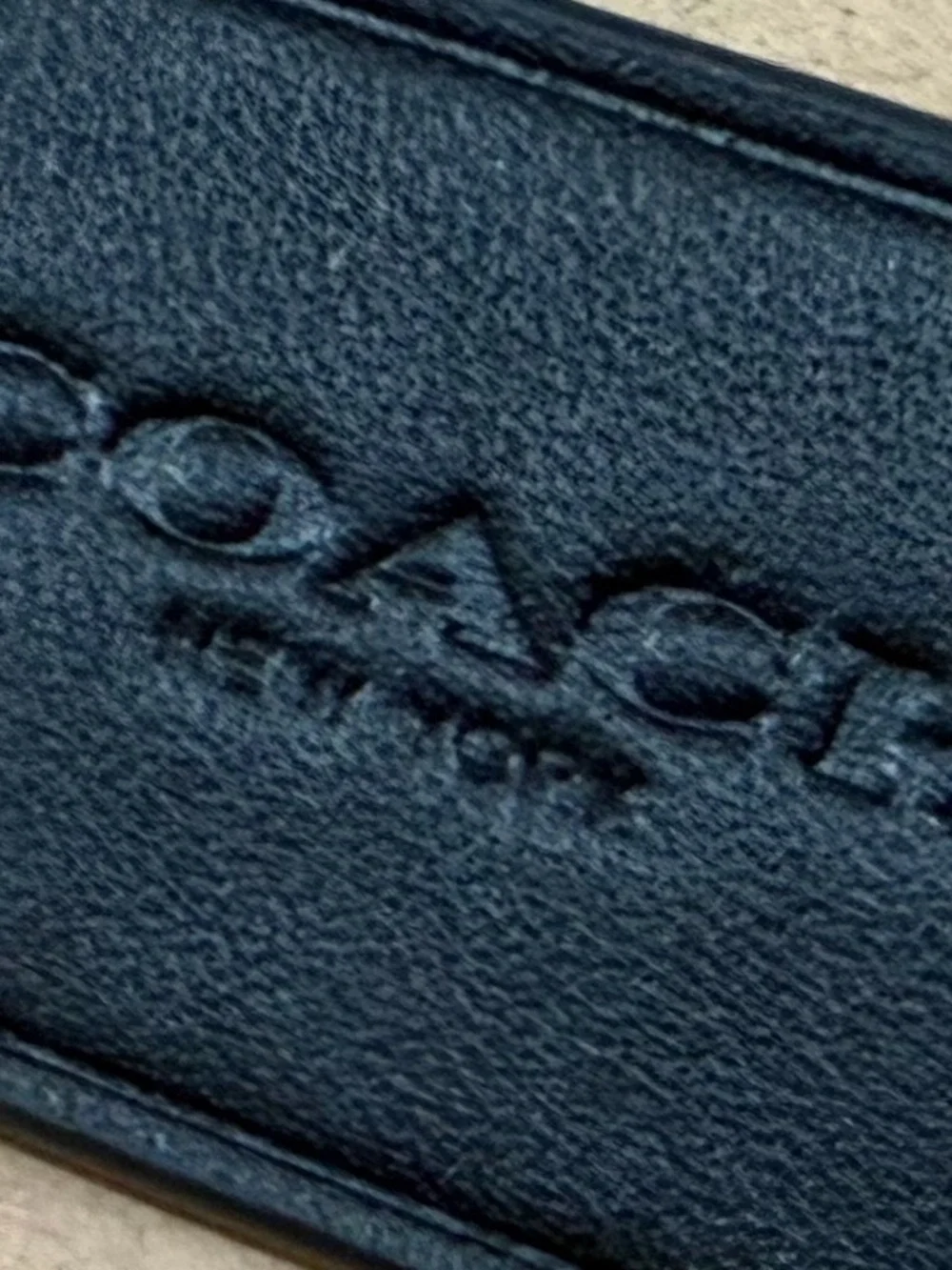 COACH New York Embossed Black Leather Bag Tag Charm Keychain BRAND NEW